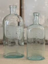 Load image into Gallery viewer, dr d jayne.s and lydia e. pinkham&#39;s medicine aqua bottles - set of two
