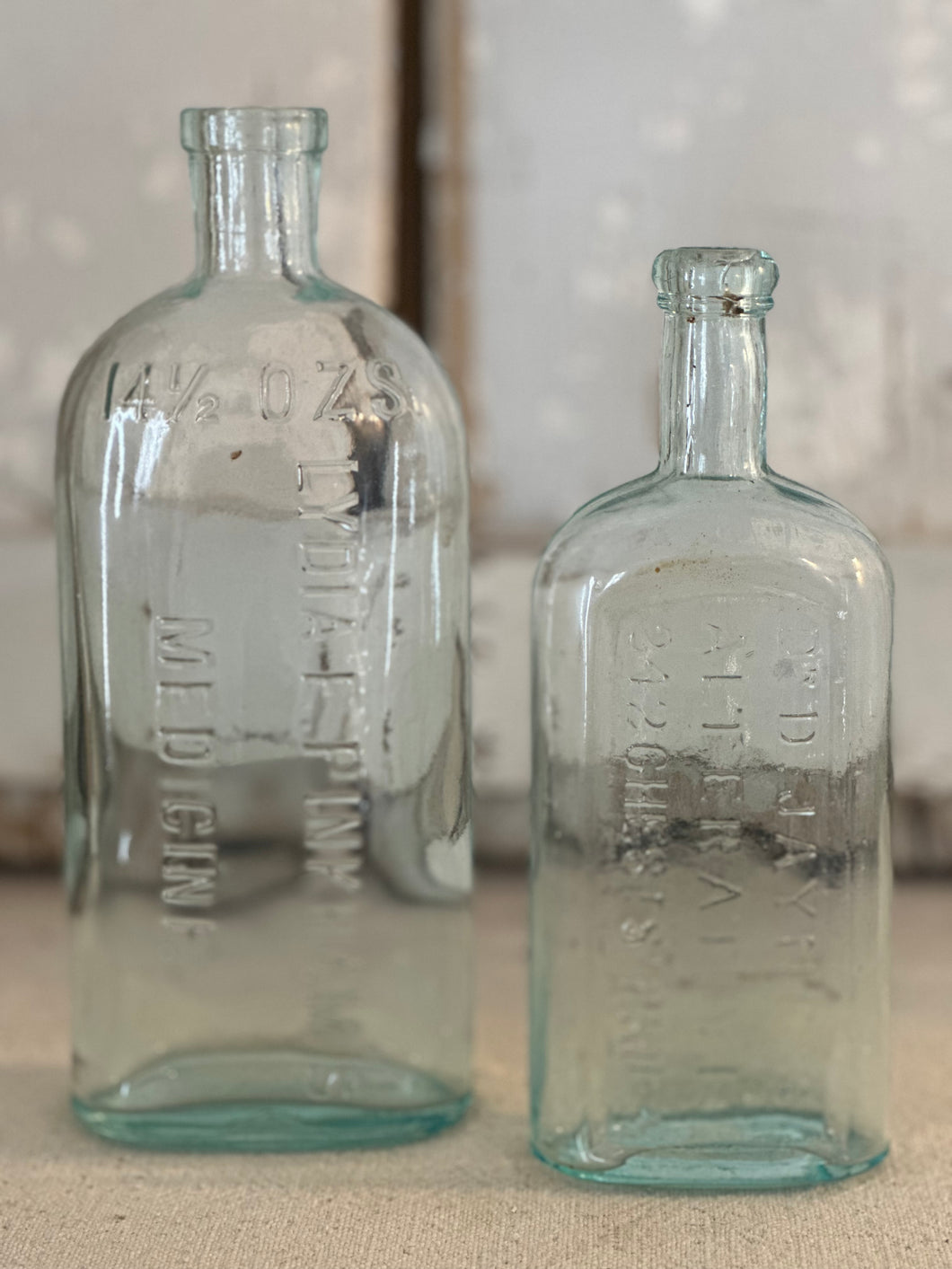 dr d jayne.s and lydia e. pinkham's medicine aqua bottles - set of two