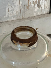 Load image into Gallery viewer, glass kerosene holder with very rusty partial lid
