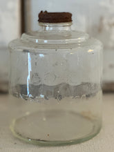 Load image into Gallery viewer, glass kerosene holder with very rusty partial lid
