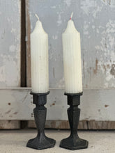 Load image into Gallery viewer, pewter style candle holders - set of two
