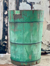 Load image into Gallery viewer, amazing vintage green wooden ice cream bucket, no handle or insides
