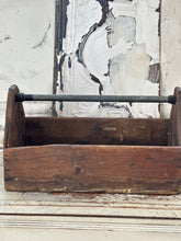 Load image into Gallery viewer, handmade wood tool box/carrier with metal handle
