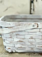 Load image into Gallery viewer, white damaged gathering basket with swinging handles
